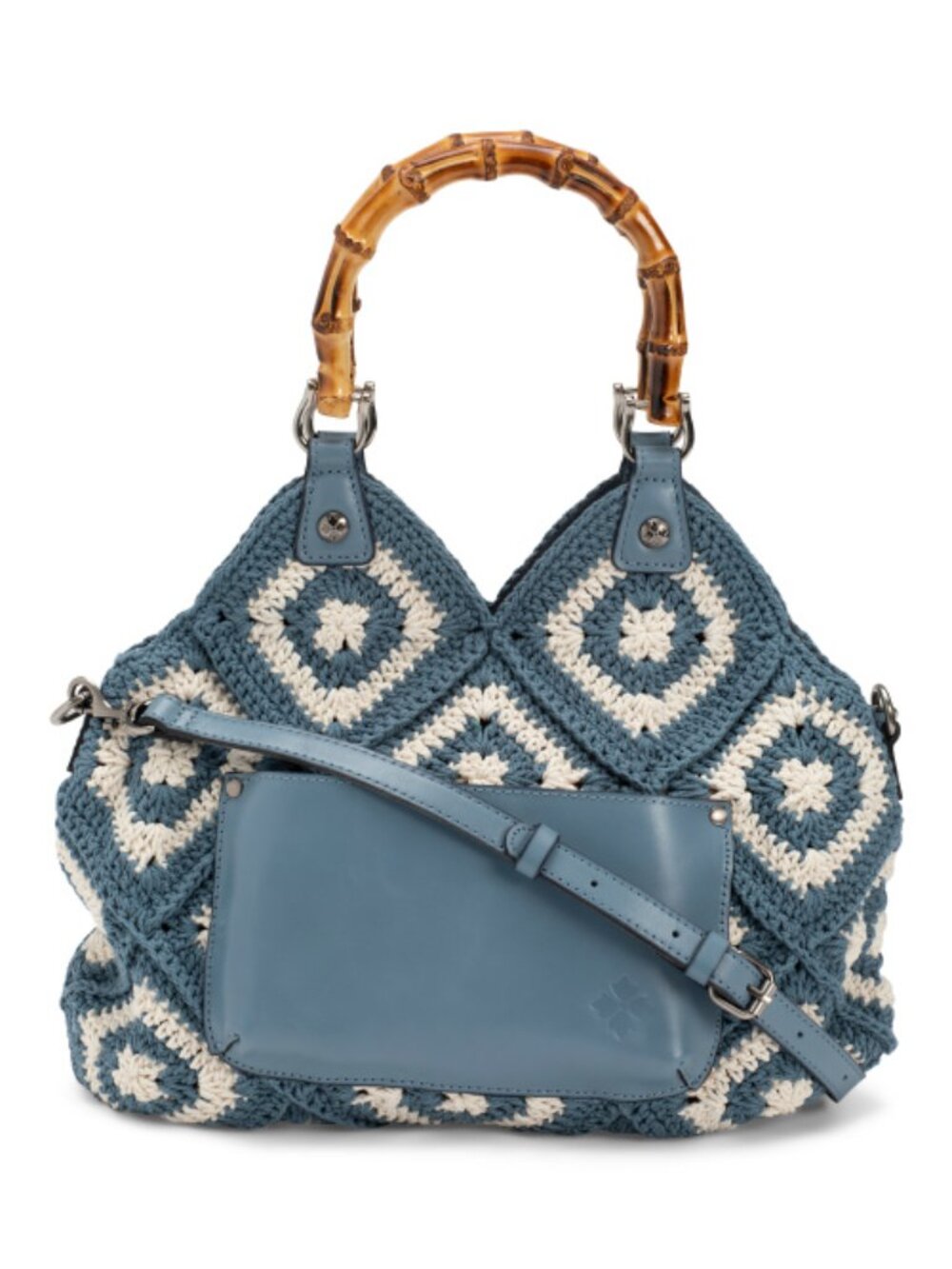 PATRICIA NASH Delphi Cotton Crochet And Leather Tote With Crossbody